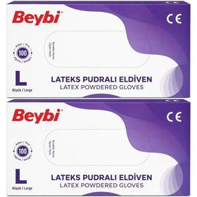 Beybi Lateks Pudralı Large 200'lü Muayene Eldiveni