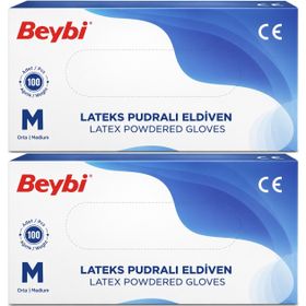 Beybi Lateks Pudralı Medium 200'lü Muayene Eldiveni