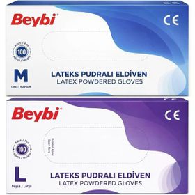 Beybi Lateks Pudralı Medium-Large Karma 200'lü Muayene Eldiveni