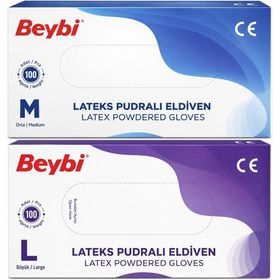 Beybi Lateks Pudralı Medium-Large Karma 200'lü Muayene Eldiveni
