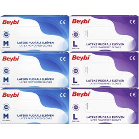 Beybi Lateks Pudralı Medium-Large Karma 600'lü Muayene Eldiveni