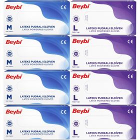 Beybi Lateks Pudralı Medium-Large Karma 800'lü Muayene Eldiveni