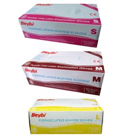 Beybi Latex Muayene eldiveni - Pudrasız - M-100