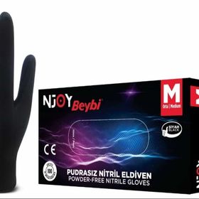 Beybi M 100 Adet Pudrasız Siyah Nitril Medikal Muayene Eldiveni