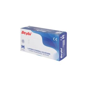 Beybi M Beden Beyaz 100'lü Pudralı Lateks Eldiven