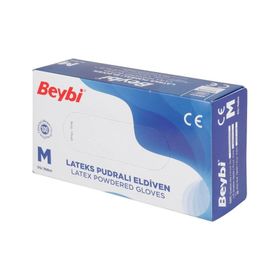 Beybi M Beden Beyaz 100'lü Pudralı Lateks Eldiven
