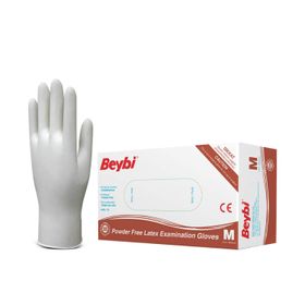Beybi M Beden Beyaz 100'lü Pudrasız Lateks Muayene Eldiveni