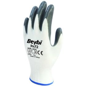 Beybi Nitril Poly Pn72 10 Beden 12'li Paket Beyaz Gri Eldiven