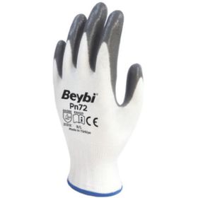 Beybi Nitril Poly Pn72 10 Beden 12'li Paket Beyaz Gri Eldiven