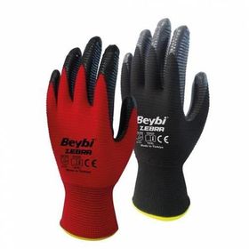 Beybi Nitril Poly Pnzebra 10 Beden Kırmızı Siyah Eldiven 12'li Paket Eldiven