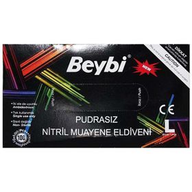 Beybi Nitril Pudrasız Large Siyah 100'lü Muayene Eldiveni