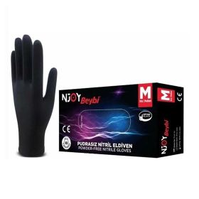 Beybi Njoy Pudrasız Siyah 100'lü Medium Nitril Eldiven