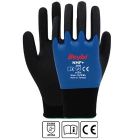Beybi NMF+ No 10 1 Çift Mikro Köpük Nitril Kaplı Polyester Örgü Eldiven