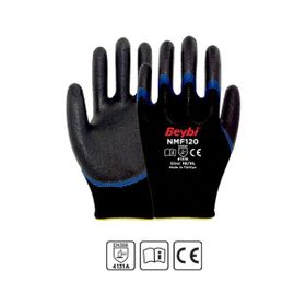 Beybi NMF120 12'li Mikro Köpük 1-2 Nitril Kaplı Polyester Örgü Eldiven