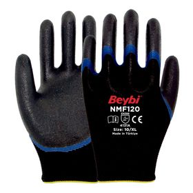 Beybi NMF120 No: 9 100 Çift Mikro Köpük Nitril Kaplı Polyester Örgü Eldiven