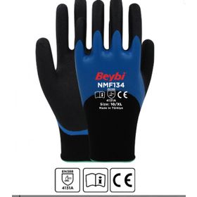 Beybi NMF134 9 Beden 12'li Double Mikro Köpük 3-4 Nitril Kaplı Polyester Örgü Eldiven