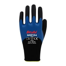 Beybi NMF134 Mavi 10 Beden 12 Çift Mikro Köpük Nitril Kaplı Polyester Örgü Eldiven