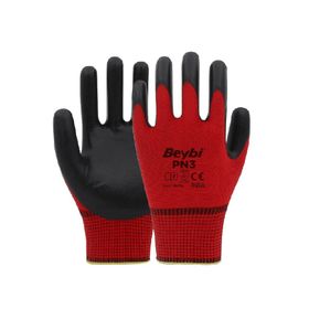 Beybi NO: 9 Kırmızı Siyah PN3 Zebra Polyester Örme Nitril Eldiven Koli