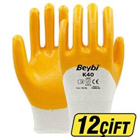 Beybi No:10 12 Çift K40 Sarı Nitril Eldiven