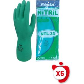 Beybi NTL-33 Yeşil 10 Beden Kimyasal Koruyucu Nitril İş Eldiveni