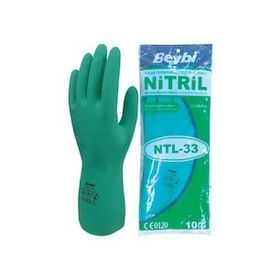 Beybi NTL-33 Yeşil 10 Beden Kimyasal Koruyucu Nitril İş Eldiveni