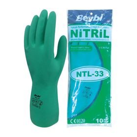 Beybi NTL-33 Yeşil 10 Beden Kimyasal Koruyucu Nitril İş Eldiveni