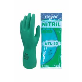 Beybi NTL-33 Yeşil 10 Beden Kimyasal Koruyucu Nitril İş Eldiveni