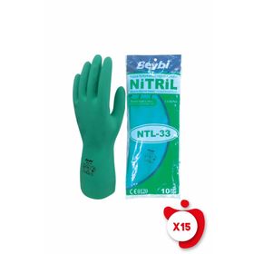 Beybi NTL-33 Yeşil Kimyasal Koruyucu Nitril 10 Beden 15 Paket İş Eldiveni