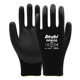 Beybi PFN110 No: 10 12 Çift Polyester Örgü Üzeri 1/2 Köpük Nitril Kaplı Eldiven