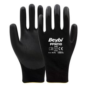 Beybi PFN110 No 9 12 Çift Polyester Örgü Üzeri 1/2 Köpük Nitril Kaplı Eldiven