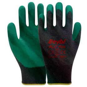 Beybi PL17 Flex No: 10 Koli 288 Çift Polyester Örme Yeşil Lateks Kaplı Camcı İş Eldiveni