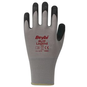 Beybi PL17 Legend No: 10 Çift Siyah Polyester Örme Lateks Eldiven