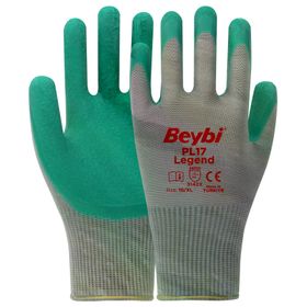 Beybi PL17 Legend No: 10 Koli 144 Çift Yeşil Polyester Örme Lateks Eldiven