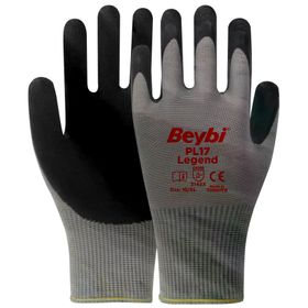 Beybi PL17 Legend No: 10 Koli 288 Çift Siyah Lateks Kaplı İş Eldiveni