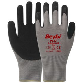 Beybi PL17 Legend Polyester Örme Siyah Lateks Kaplı 144 Çift Camcı İş Eldiveni