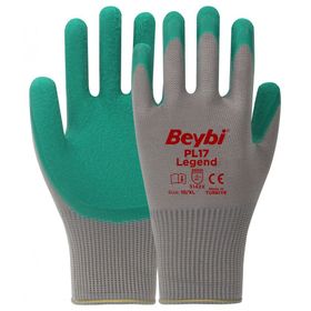 Beybi PL17 Legend Polyester Örme Yeşil Lateks Kaplı Camcı İş Eldiveni