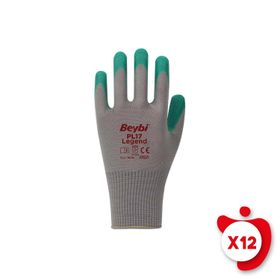 Beybi PL17 Legend Yeşil 10 Beden 12 Çift Polyester Örme Lateks İş Eldiveni