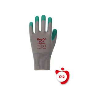 Beybi PL17 Legend Yeşil 10 Beden 12 Çift Polyester Örme Lateks İş Eldiveni