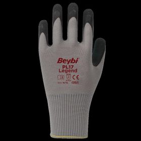 Beybi PL17 No:10 Çift Yeşil Legend Polyester Örme Lateks Eldiven