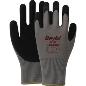 Beybi PL17 Siyah Çift Legend Polyester Örme Lateks Eldiven