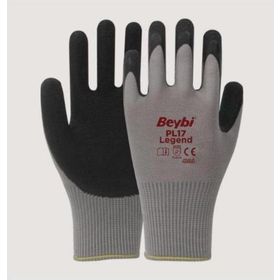Beybi PL17 Siyah Çift Legend Polyester Örme Lateks Eldiven