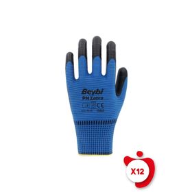 Beybi PN Zebra Mavi 10 Beden 12 Çift Polyester Örme Nitril İş Eldiveni