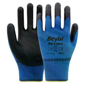 Beybi PN Zebra No: 10 100 Çift Mavi Polyester Örme Nitril Eldiven