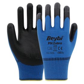 Beybi PN Zebra Polyester Örme Mavi 288 Çift Nitril Eldiven