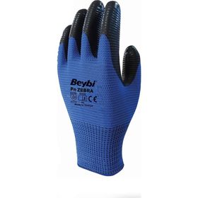 Beybi PN Zebra Polyester Örme NO:10 Koli Mavi Nitril Eldiven