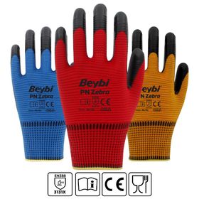 Beybi PN Zebra Polyester Örme NO:10 Koli Mavi Nitril Eldiven
