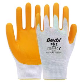 Beybi PN2 No: 10 Koli 288 Çift Sarı Polyester Örme Ekonomik Nitril Eldiven