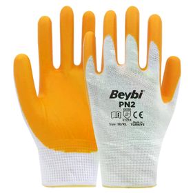 Beybi PN2 No: 9 100 Çift Sarı Polyester Örme Ekonomik Nitril Eldiven