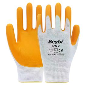 Beybi PN2 No: 9 Koli 288 Çift Sarı Polyester Örme Ekonomik Nitril Eldiven