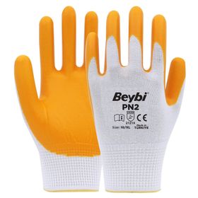 Beybi PN2 No: 9 Koli 504 Çift Sarı Polyester Örme Ekonomik Nitril Eldiven